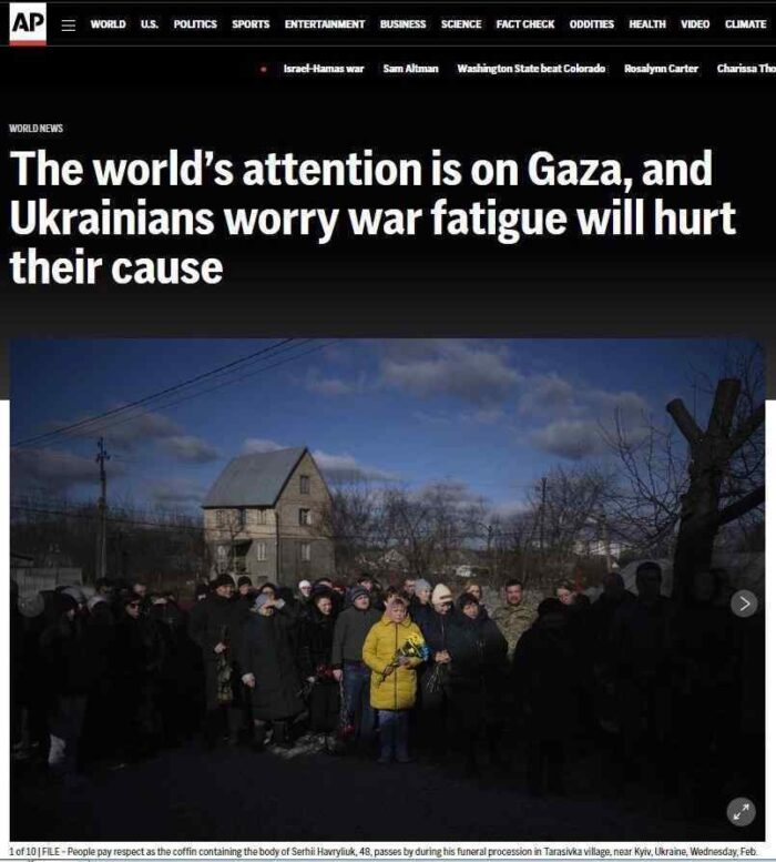 Welt hat genug von der Ukraine und richtet ihre Aufmerksamkeit auf die Katastrophe in Gaza